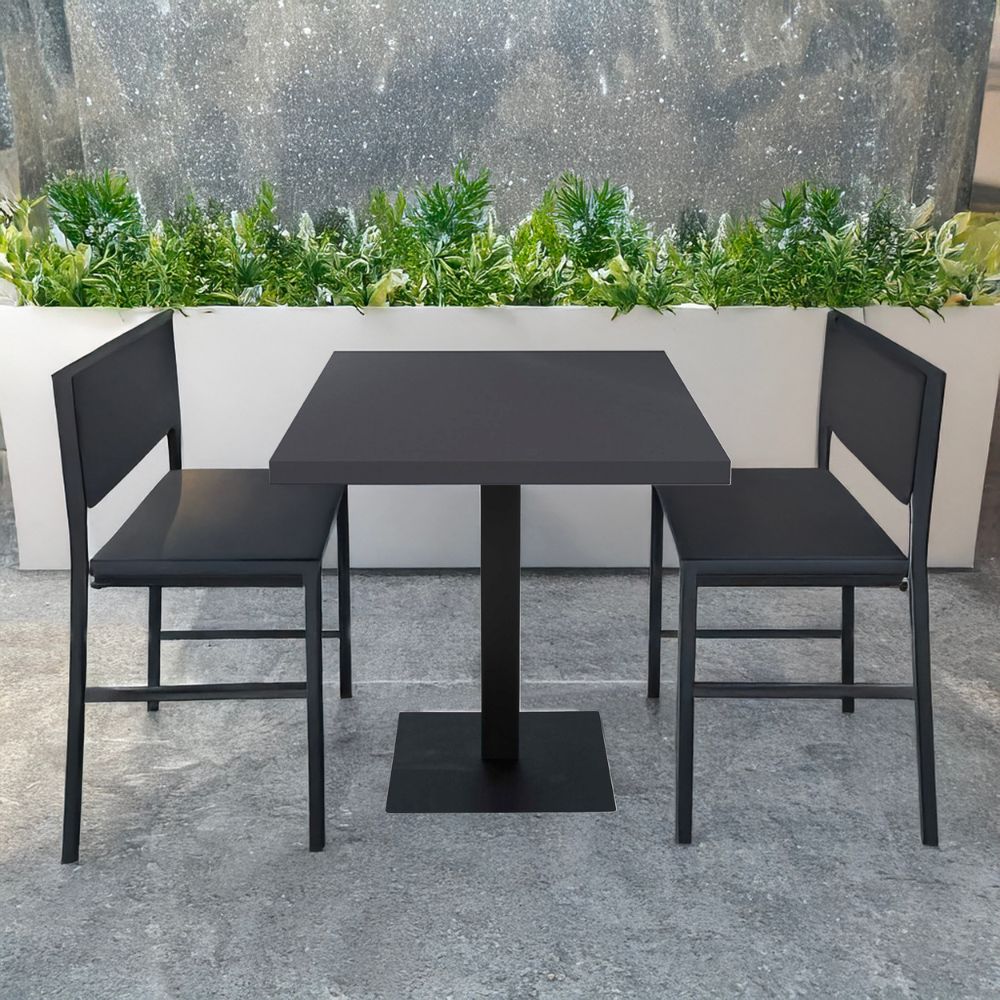 Table carrée avec plateau anthracite et piètement en métal noir 80x80 cm - Jeil
