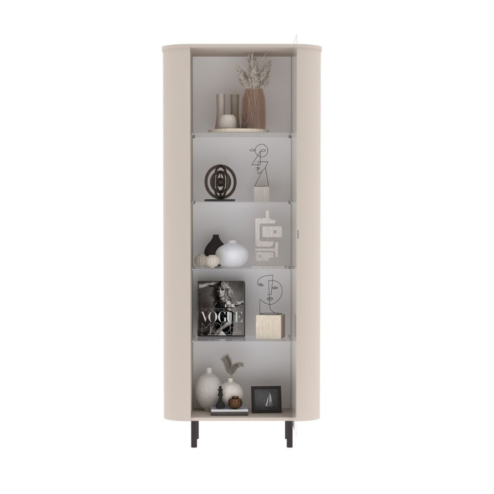 Vetrina anta vetro cashmere 80x43x196 cm con 4 ripiani in vetro Marini