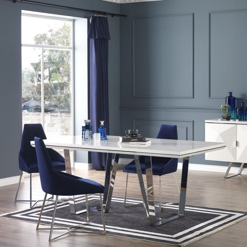 Tavolo moderno colore bianco laccato lucido 185x95 cm - Enzio