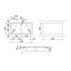 Lavello incasso 2 vasche 86x50 cm inox spazzolato - Smeg LP8622