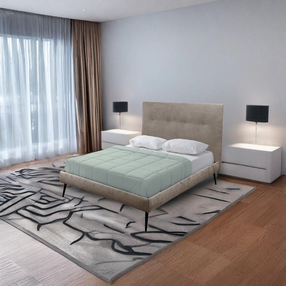 Letto una piazza e mezza con rete inclusa tessuto colore tortora Stiletto