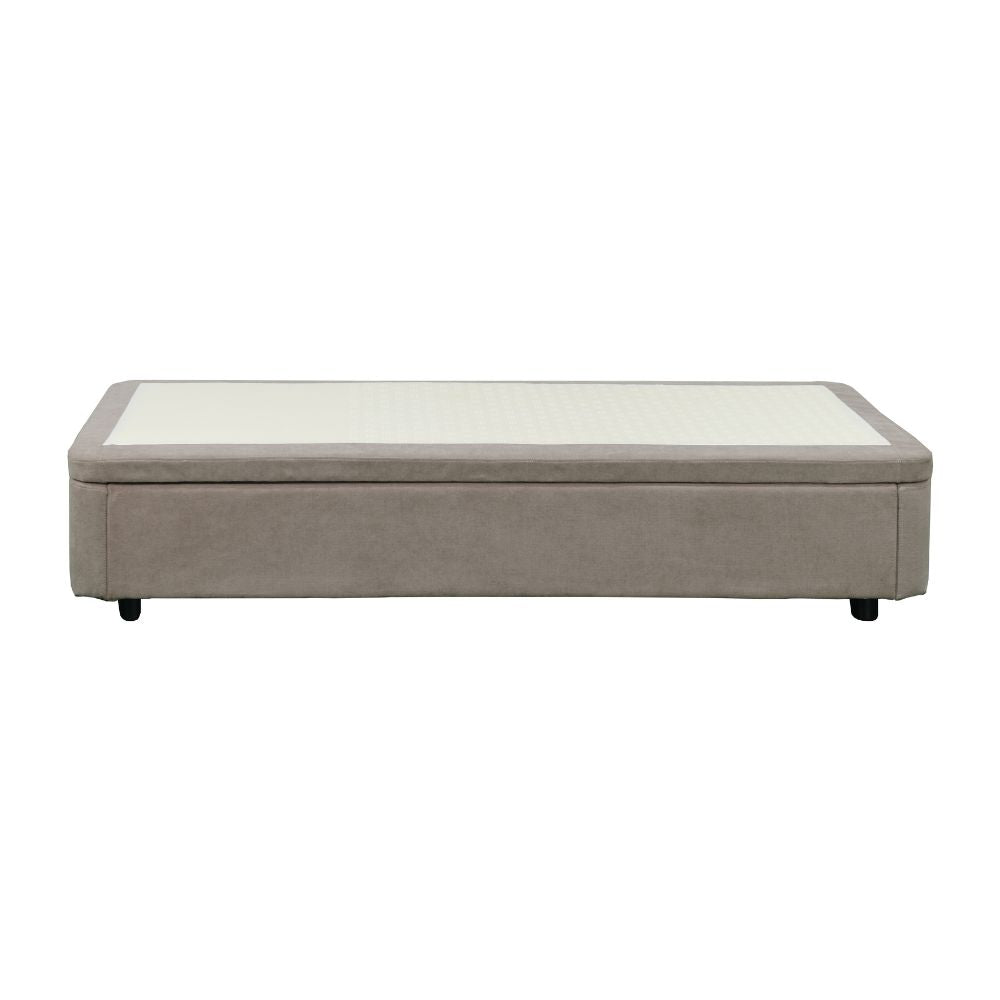 Letto singolo con contenitore in tessuto taupe 82x192x39H Sommier