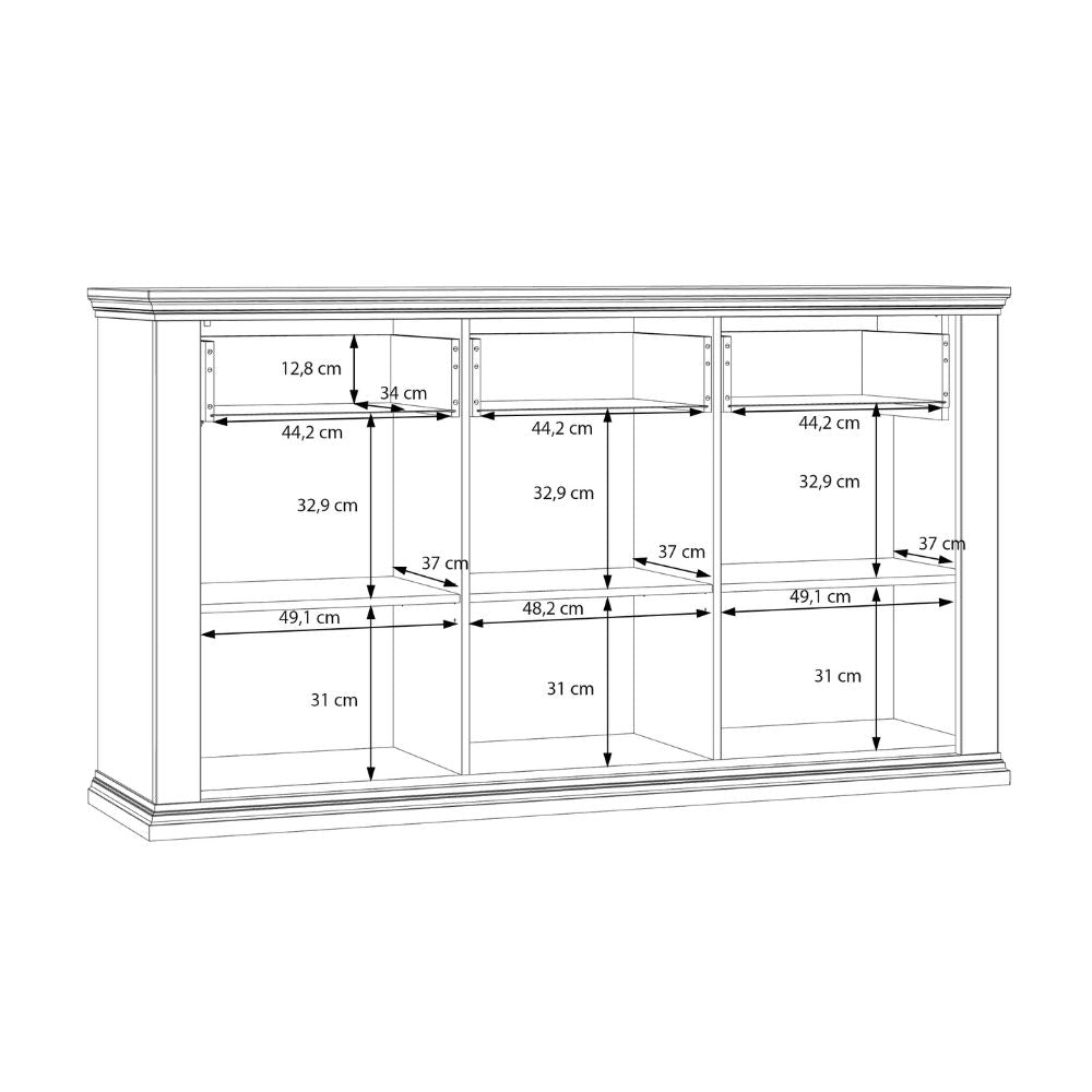 PNTK232-Q243 SIDEBOARD ESSENZA MIT 3 SCHUBLADEN UND 3 TÜREN FARBE DUNKELGRAU UND EICHE