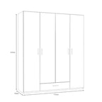Kleiderschrank 4 Türen 1 Schublade Eichefarbe 177,5x54x210,5H Arcadia