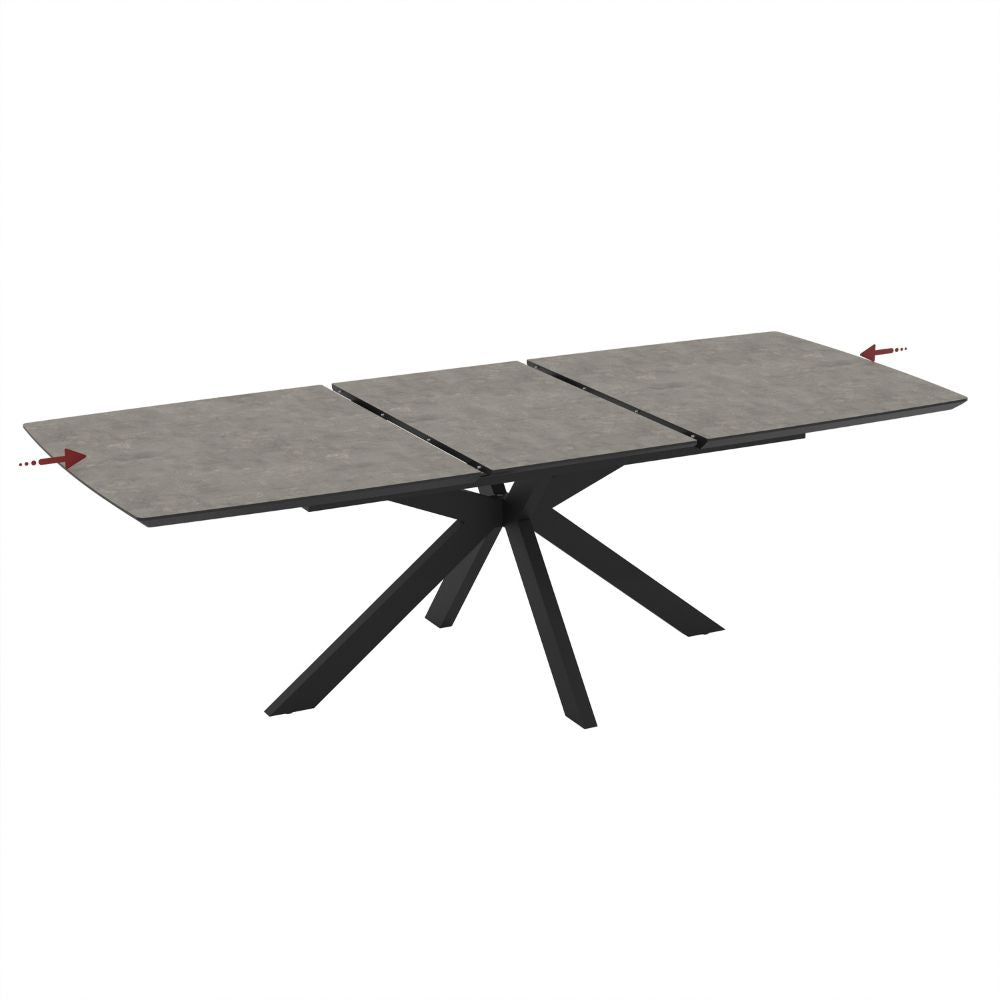 Ausziehbarer Tisch Zementplatte und schwarzes Untergestell 180/240x100x76H Verano