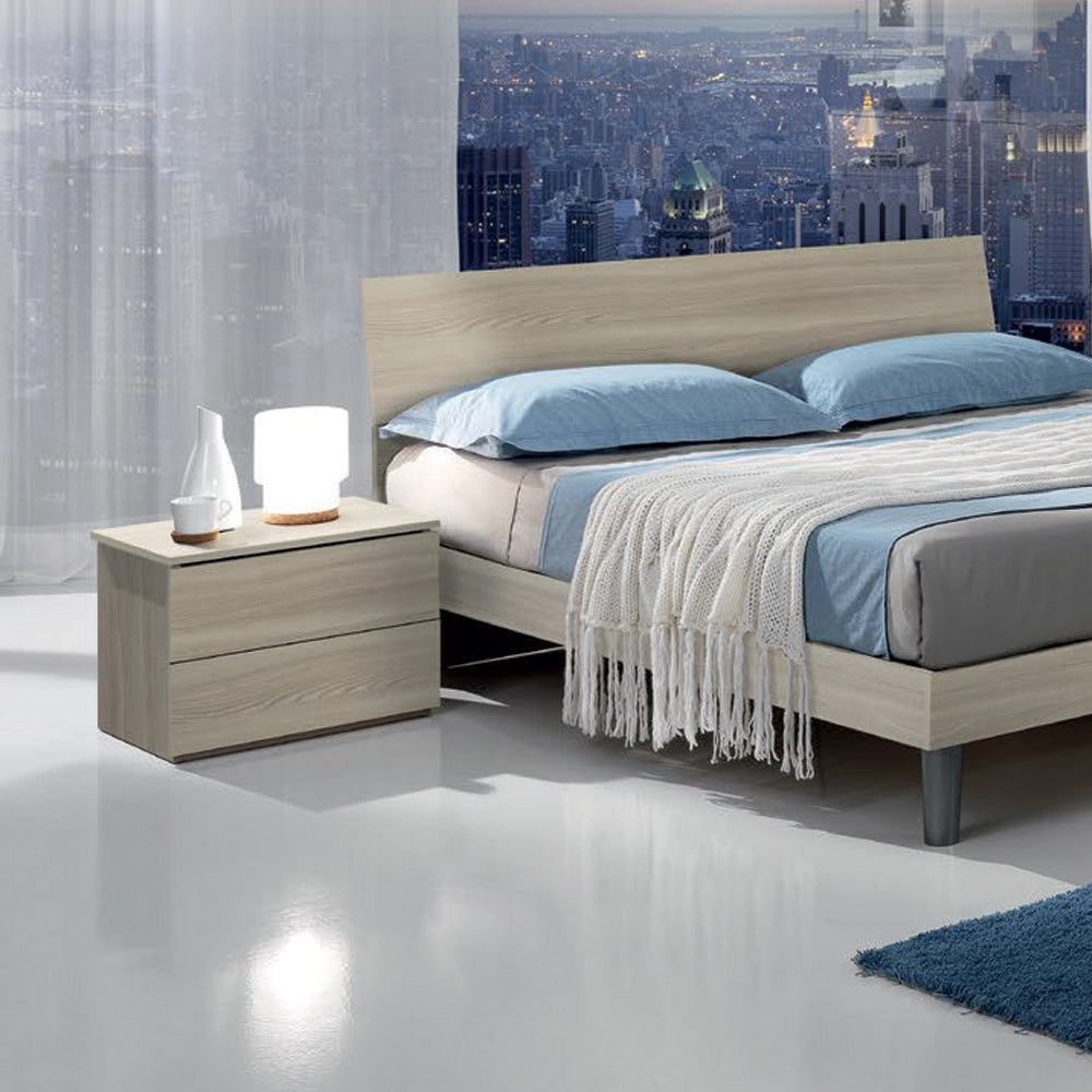 Comodino 2 cassetti colore olmo 49x38x41H Manitoba