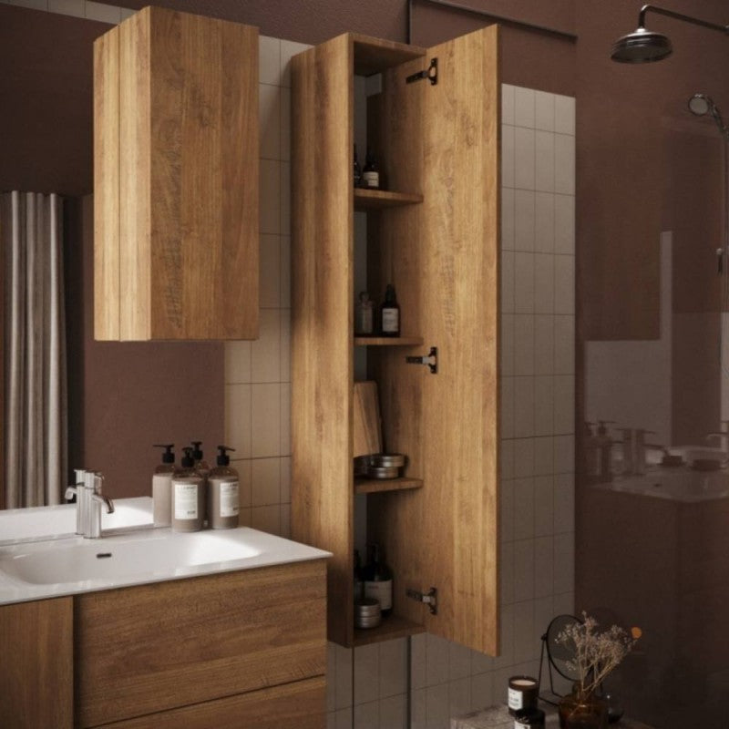 Colonne de salle de bain suspendue couleur chêne mercure 26x138H cm - Salemi