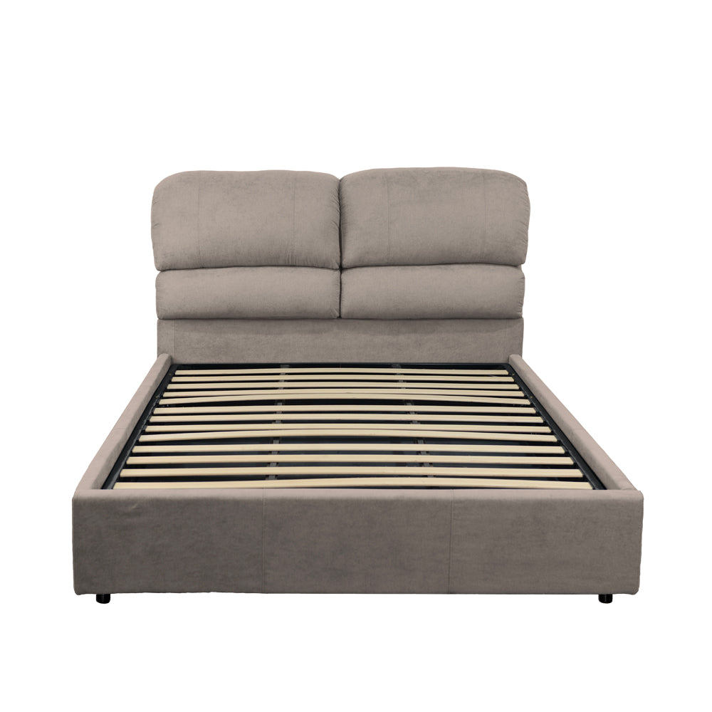Letto matrimoniale con contenitore in tessuto colore tortora - Sofaback