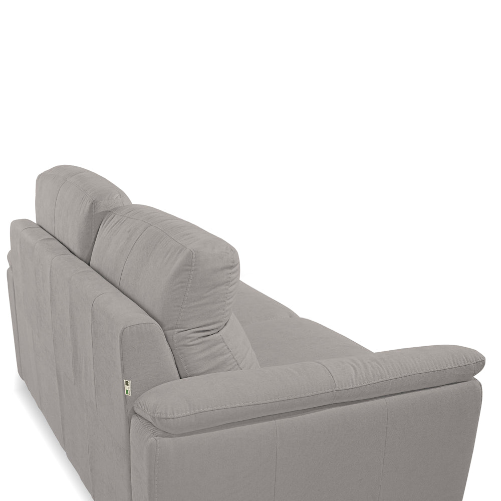 Canapé 3 places avec appuie-têtes réglables et revêtement en tissu gris - Gonzaga