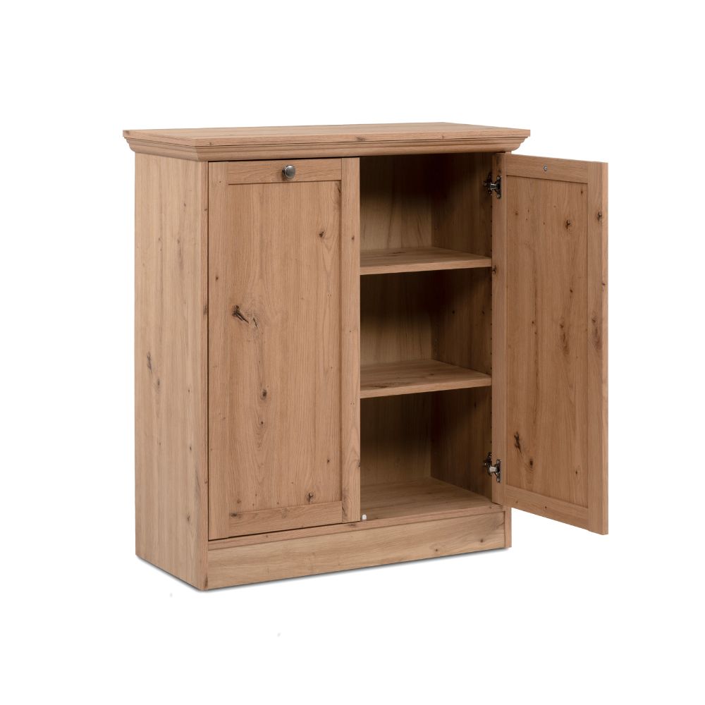 Madia con 2 ante e ripiani interni colore rovere anticato 80x90H cm - Tiberio