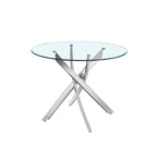 Tavolo rotondo 130x130 cm in vetro temperato con gambe incrociate cromate Peyton