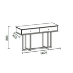 Dresser con gambe oro e 2 cassetti finitura vizon cream 140.4x80.3H cm - Eliza