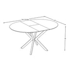Tavolo rotondo allungabile effetto marmo bianco mola con gambe nere in metallo 110x110x76H Diano