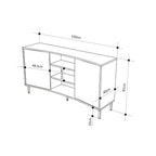 Madia con frontale curvo 2 ante e vani a giorno in finitura cashmere 150x40x81.5H Frem