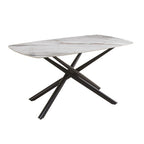 Tisch mit Keramikplatte in grauer Marmoroptik und schwarzen Metallbeinen 160x90x76H Linus