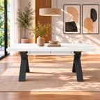 Tavolo allungabile 180 cm con piano bianco spatolato e gambe incrociate antracite Milonga480