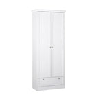 Garderobenschrank/Schuhschrank 80x200h cm mit zwei Türen und Schublade, weiß - Landwood