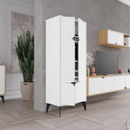Meuble armoire multi-usages à 4 portes coloris blanc 60x35.6x151H cm - Spotik