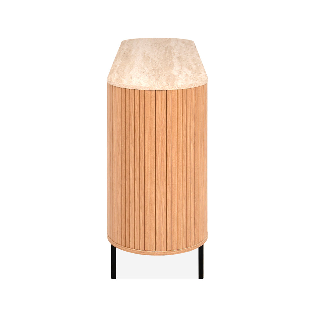 Madia colore rovere oak con top effetto travertino e laterali listellati 160 cm Fabia51A