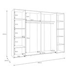 Armadio 2 ante scorrevoli e 2 battenti rovere e cashmere 270x61x210 Callia