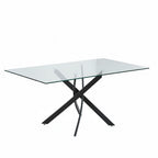 Tavolo 160×90 cm in vetro temperato con gambe incrociate nere Peyton