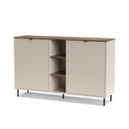 Credenza 2 ante design geometrico e vani a giorno cashmere e rovere Mirage08