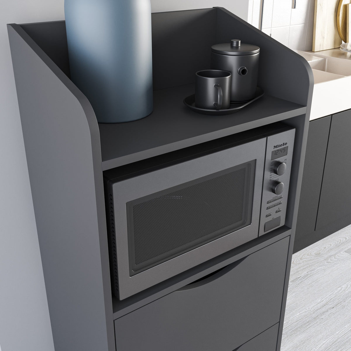 Meuble multi-usage avec tiroirs 60x136H cm coloris anthracite - Gorki