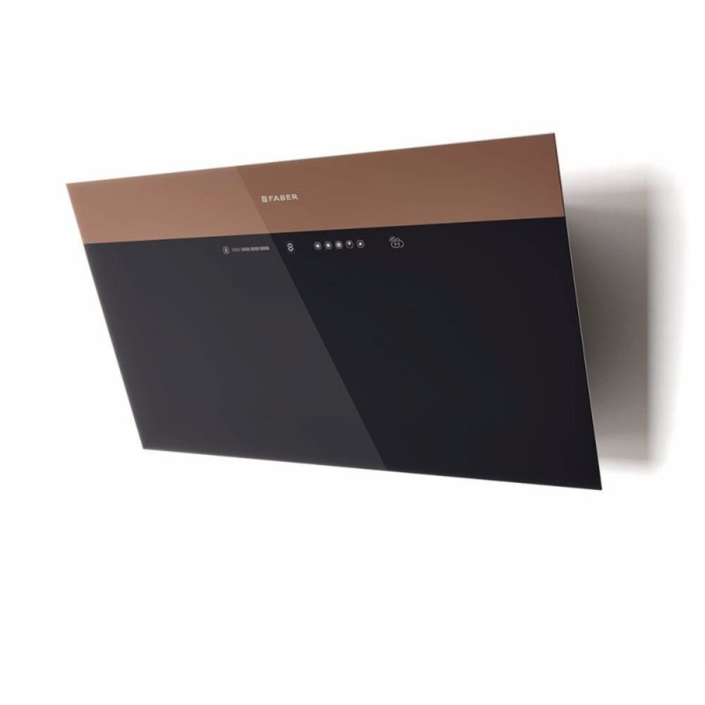 Cappa a parete  V-AIR KL A80/2 80 cm. vetro nero e rame corten classe A+ Faber