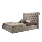 Letto matrimoniale contenitore in ecopelle color tortora 180x223 - Suliba
