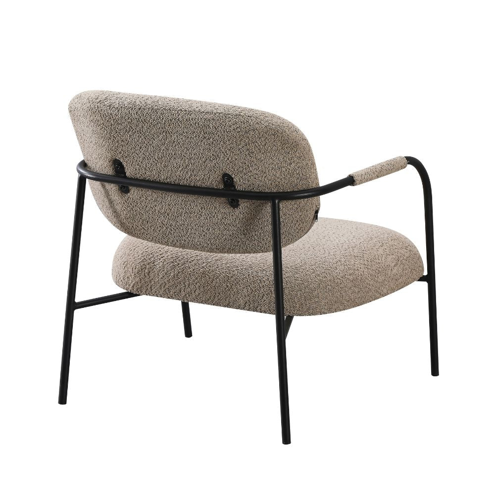 Fauteuil en tissu bouclette et structure en métal Nat tourterelle