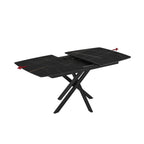 Tavolo allungabile piano effetto marmo nero e oro e gambe in metallo nero 145x90x76H Filis