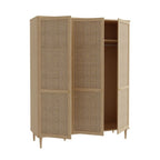 Armadio 3 ante frontali effetto rattan intrecciato colore rovere 165x52x208H Livia
