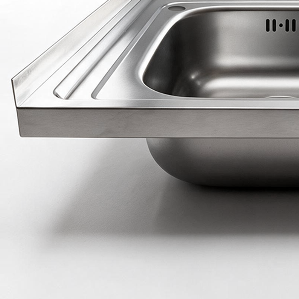 Lavello doppia vasca 80x50 cm con superficie satinata - N214
