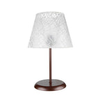 Lampada da tavolo in metallo e paralume tessuto ricamo Elva