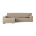 Housse de canapé extensible 250/310 cm péninsule gauche beige accoudoir long - Troya