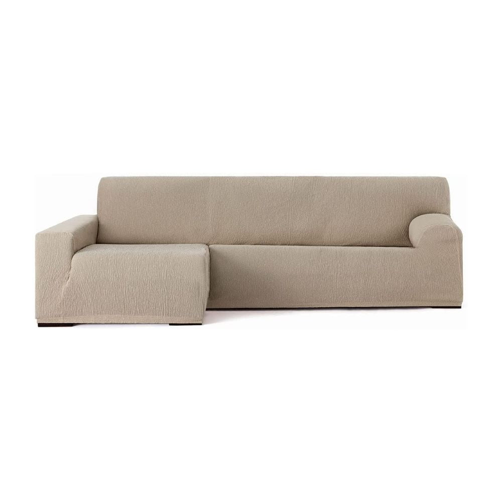 Sofaüberwurf elastisch 250/310 cm linke Halbinsel beige lange Armlehne - Troya