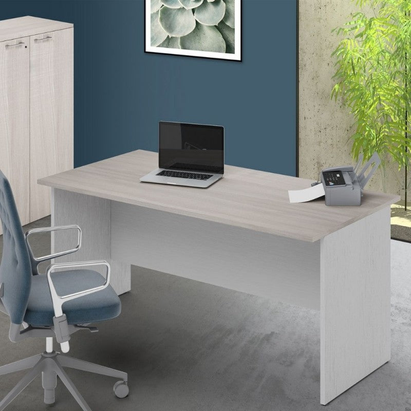 Scrivania da ufficio colore olmo e bianco frassinato 180x80 cm - Leski