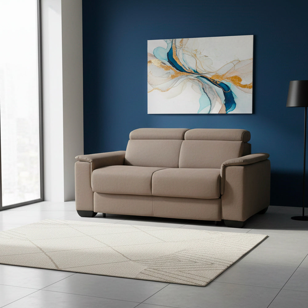Divano letto 2 posti in tessuto marrone caribou Mercurio 194x83x97H