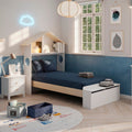 Letto singolo in legno con testiera a casetta e pediera contenitore colore bianco - Odessa