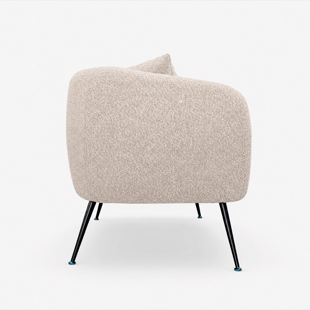 Divano 2 posti in tessuto grigio mouse con piedi neri 141x70x74H Nuvia