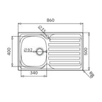 Lavello da incasso monostampo 1 vasca e gocciolatoio destro inox Adriatico861