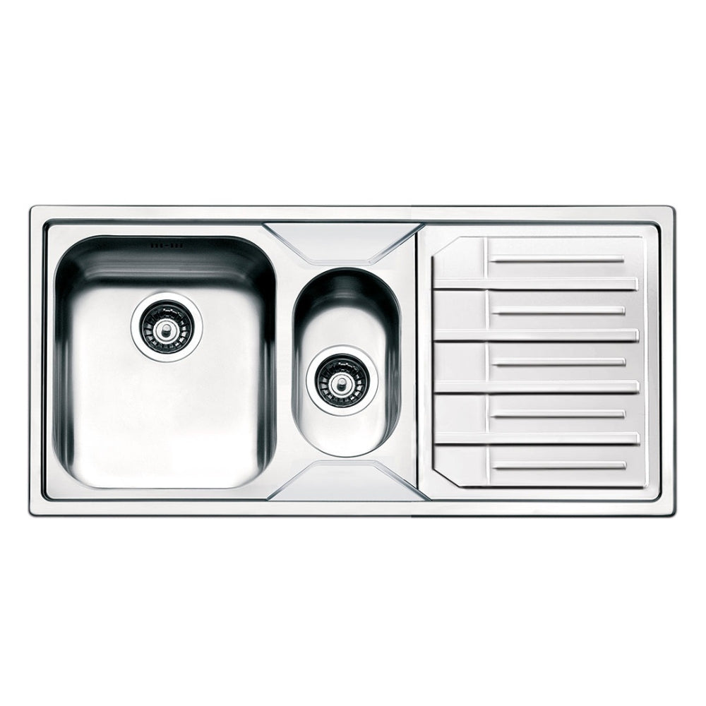 Lavello incasso semifilo 2 vasche e gocciolatoio destro 100x50 - Smeg LP102D2