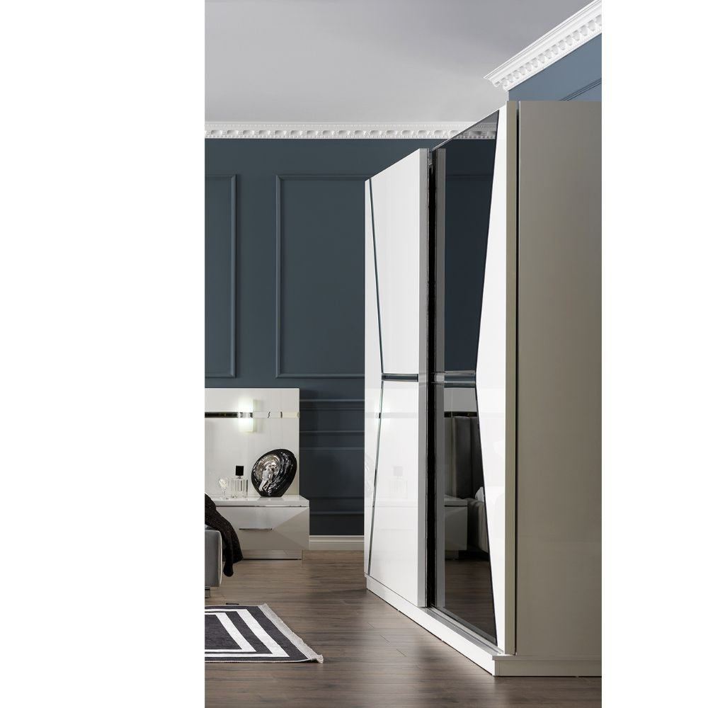 Chambre à coucher blanc brillant Rams armoire 2 portes coulissantes