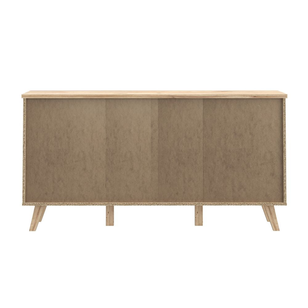 VNKK231-L25 SIDEBOARD AXIS EICHENSTRUKTUR MIT WEISSEN FRONTEN ZWEI TÜREN UND DREI SCHUBLADEN