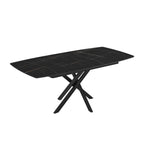 Tavolo allungabile piano effetto marmo nero e oro e gambe in metallo nero 145x90x76H Filis