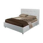 Letto matrimoniale con contenitore ecopelle colore bianco - Ascoli