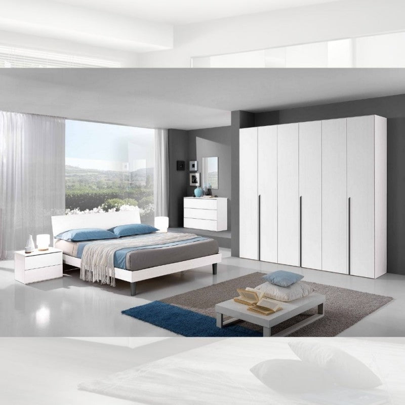 Lit simple en bois couleur blanc 100x205 cm - Manitoba