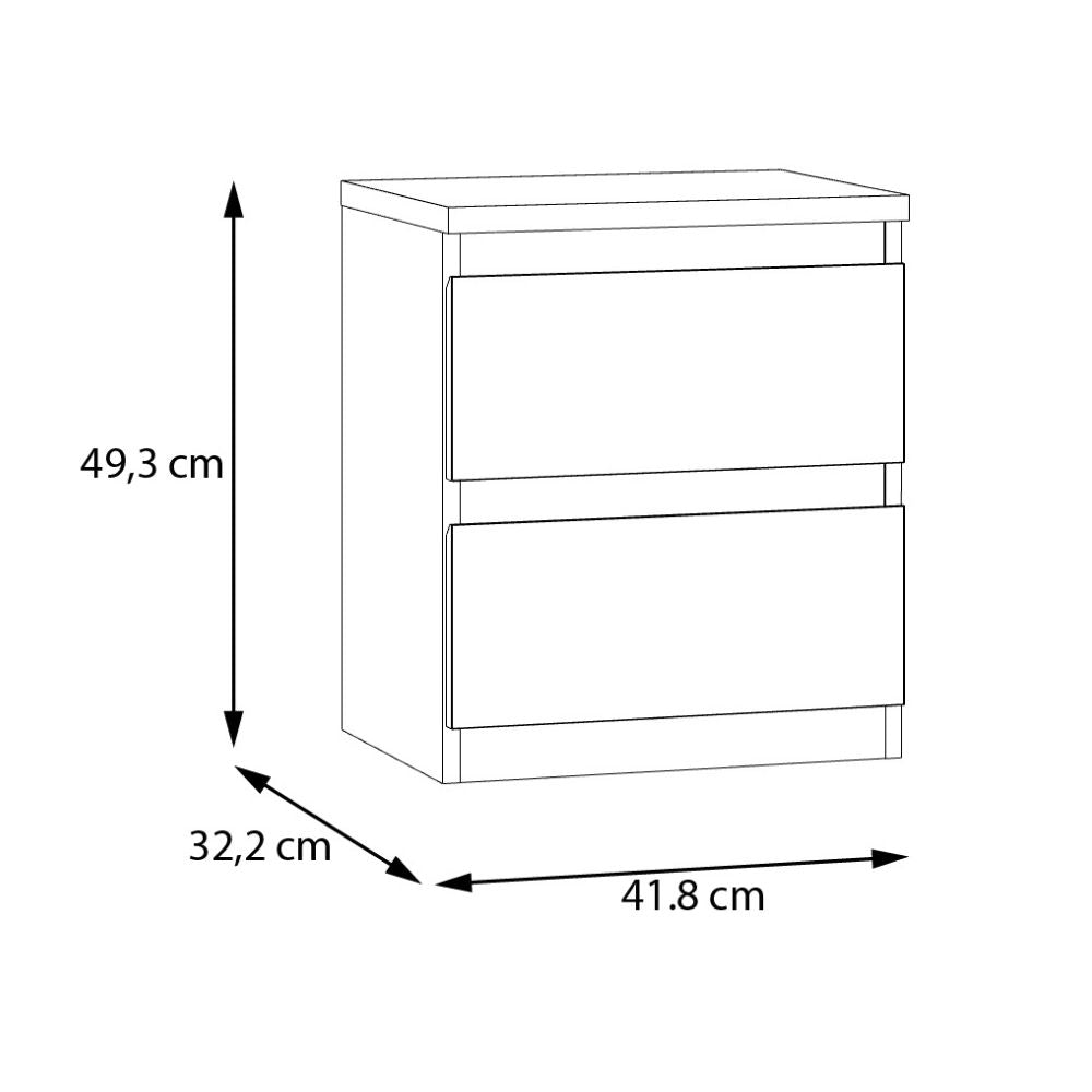 Comodino 2 cassetti rovere  41.8x32.2x49.3H Morgan