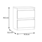 Comodino 2 cassetti rovere  41.8x32.2x49.3H Morgan