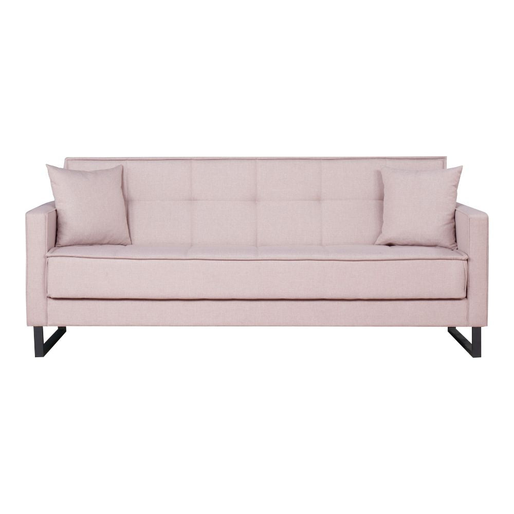 Divano letto con contenitore 3 posti in vellutino colore rosa antico - Legen